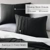 King size Pre-Washed Pleated Microfiber Comforter Set in Black