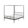 Queen size Black Metal Canopy Bed Frame with Headboard and Footboard