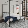 Queen size Black Metal Canopy Bed Frame with Headboard and Footboard