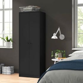 Modern Black  2-Door Wardrobe Armoire Cabinet with Clothes Hanging Rod
