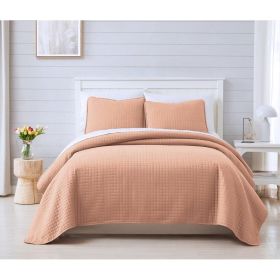 Full/Queen Lightweight Blush Ultra Soft 3-Piece Microfiber Quilt Set