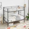 Sturdy Black Metal Twin over Twin Bunk Bed Frame with Two Side Ladders