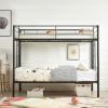 Sturdy Black Metal Twin over Twin Bunk Bed Frame with Two Side Ladders