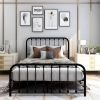 Full size Classic Black Metal Bed Frame with Slatted Headboard and Footboard