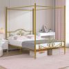 Full size Gold Metal Canopy Bed Frame with 600 lb. Weight Capacity