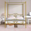 Full size Gold Metal Canopy Bed Frame with 600 lb. Weight Capacity