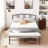 Full size Black Metal Platform Bed Frame with Arched Headboard