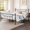Full size Vintage Style Black Metal Platform Bed Frame with Headboard Footboard