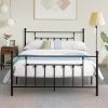 Full size Vintage Style Black Metal Platform Bed Frame with Headboard Footboard