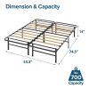 Full size Metal Bed Frame with Bamboo Wood Slats