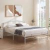 Full size White Metal Platform Bed Frame with Arched Headboard