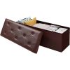 Brown Faux Leather Upholstered End of Bed Storage Bench Ottoman