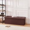 Brown Faux Leather Upholstered End of Bed Storage Bench Ottoman