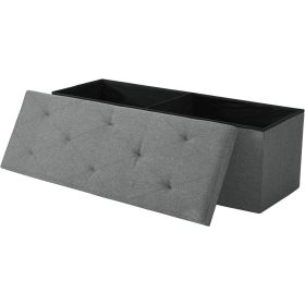 Dark Grey Linen Upholstered Bedroom Living Room Entryway Storage Bench Ottoman