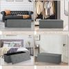 Dark Grey Linen Upholstered Bedroom Living Room Entryway Storage Bench Ottoman