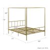 Full size Modern Canopy Bed Frame with Headboard and Footboard in Gold Metal