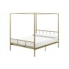 Queen size Modern Canopy Bed Frame with Headboard and Footboard in Gold Metal