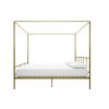 Queen size Modern Canopy Bed Frame with Headboard and Footboard in Gold Metal