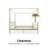 Queen size Modern Canopy Bed Frame with Headboard and Footboard in Gold Metal