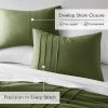 Twin/Twin XL Microfiber Pleated Soft Lightweight Comforter Set in Olive Green