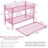 Pink Metal Twin over Twin Bunk Bed with Twin size Roll-Out Trundle Bed Frame