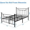 Queen size Vintage Style Black Metal Platform Bed Frame with Headboard Footboard