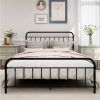 Queen Classic Farmhouse Black Metal Bed Frame with Rounded Headboard Footboard