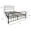 Queen Classic Farmhouse Black Metal Bed Frame with Rounded Headboard Footboard