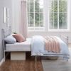 Queen size Vintage Style White Metal Platform Bed Frame with Headboard Footboard