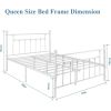 Queen size Vintage Style White Metal Platform Bed Frame with Headboard Footboard