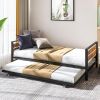 Twin size Modern Heavy Duty Metal Wood Daybed with Trundle Bed Frame
