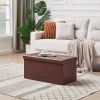30-inch Brown Faux Leather Upholstered End of Bed Storage Bench Ottoman