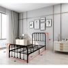 Twin Black Metal Bed Frame with Slatted Rounded Corners Headboard and Footboard