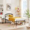 Twin size Black Metal Platform Bed Frame with Arched Headboard