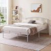 Twin size White Metal Platform Bed Frame with Arched Headboard
