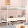 White Metal Twin over Twin Bunk Bed Frame with Two Side Ladders