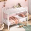 White Metal Twin over Twin Bunk Bed Frame with Two Side Ladders