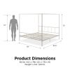 King size Modern Metal Canopy Bed Frame with Headboard and Footboard in White