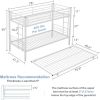 White Metal Twin over Twin Bunk Bed with Twin size Roll-Out Trundle Bed Frame