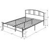 Full size Black Metal Platform Bed Frame with Arched Headboard