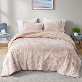 Crushed Velvet Sherpa Reversible Comforter Set (Color: as Pic)