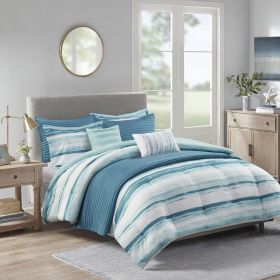 8 Piece Printed Seersucker Comforter and Quilt Set Collection (Color: as Pic)