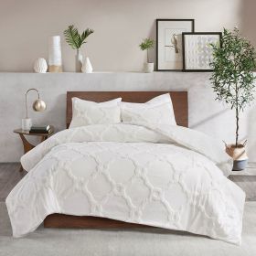 3 Piece Tufted Cotton Chenille Geometric Comforter Set (Color: as Pic)