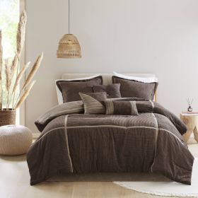 7 Piece Micro Corduroy Comforter Set (Color: as Pic)